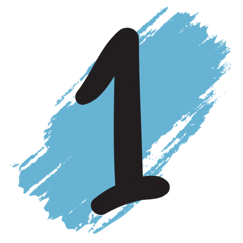 1 Number 1 on a blue brushstroke background