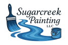 Sugarcreek Painting LLC logo with paintbrush, paint stream, and paint can.